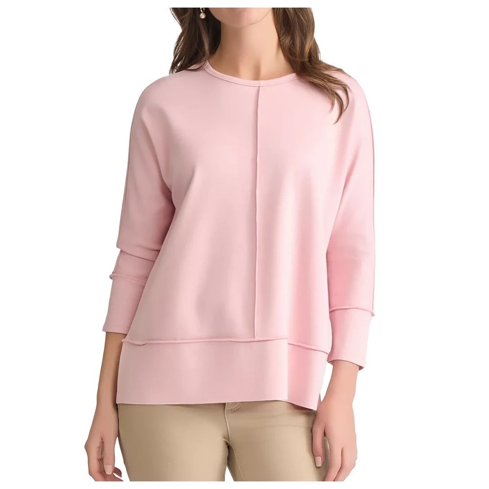 JONES NEW YORK Womens Serenity Knit 3/4 Dolman Rose Tunic TOP Size L